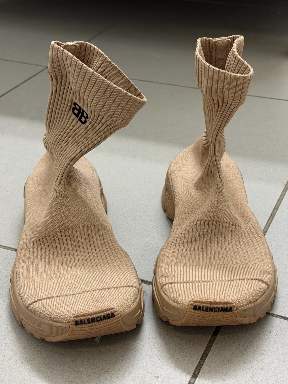 Balenciaga Speed 3.0 Knit Sock Sneakers Beige Size 39 - Picture 4 of 7